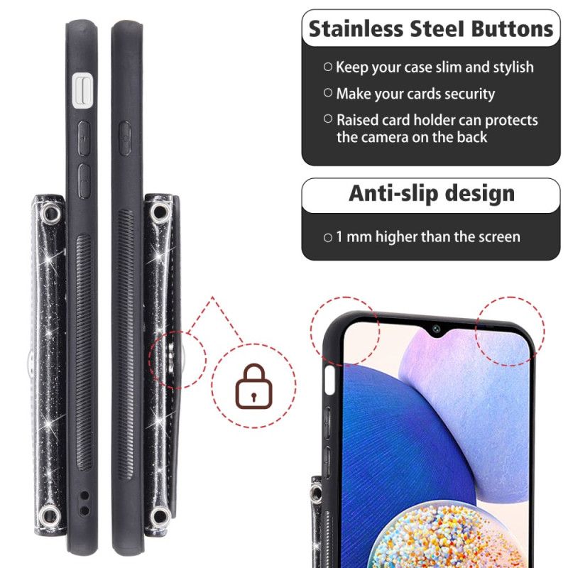 Cover Samsung Galaxy S26 Glitter Kortholder Og Skulderrem
