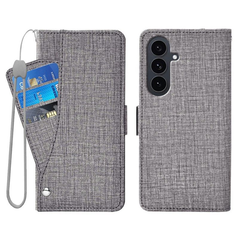 Flip Cover Samsung Galaxy S26 Med Denimtekstur Og Roterende Kortholder