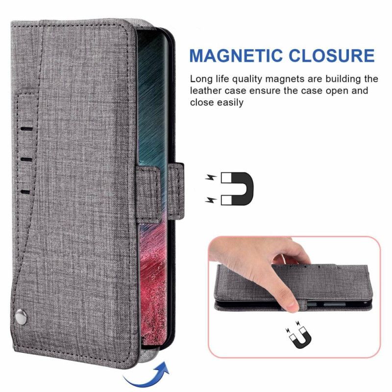 Flip Cover Samsung Galaxy S26 Med Denimtekstur Og Roterende Kortholder