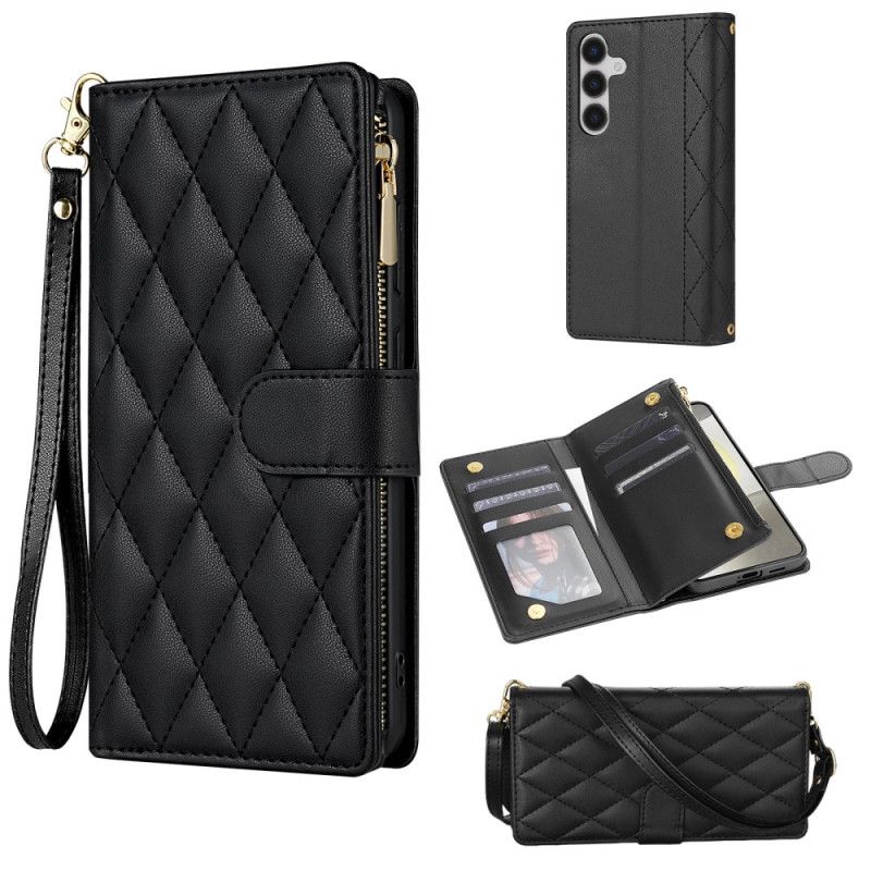 Flip Cover Samsung Galaxy S26 Quiltet Med Justerbar Skulderrem