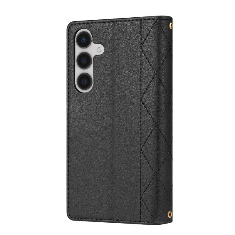 Flip Cover Samsung Galaxy S26 Quiltet Med Justerbar Skulderrem