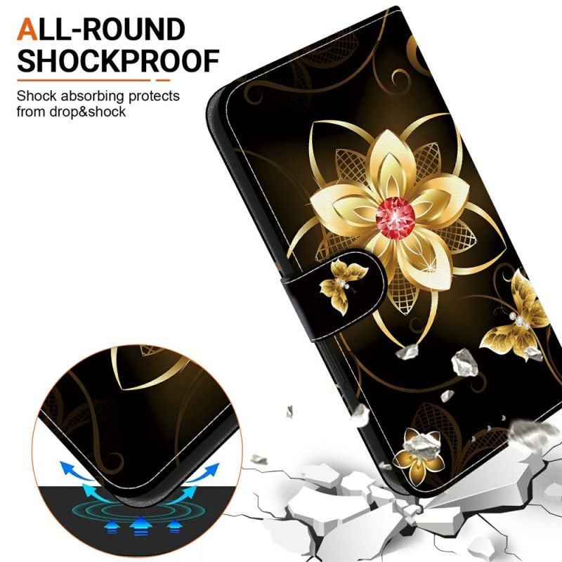 Flip Cover Til Samsung Galaxy S26 Gylden Blomst