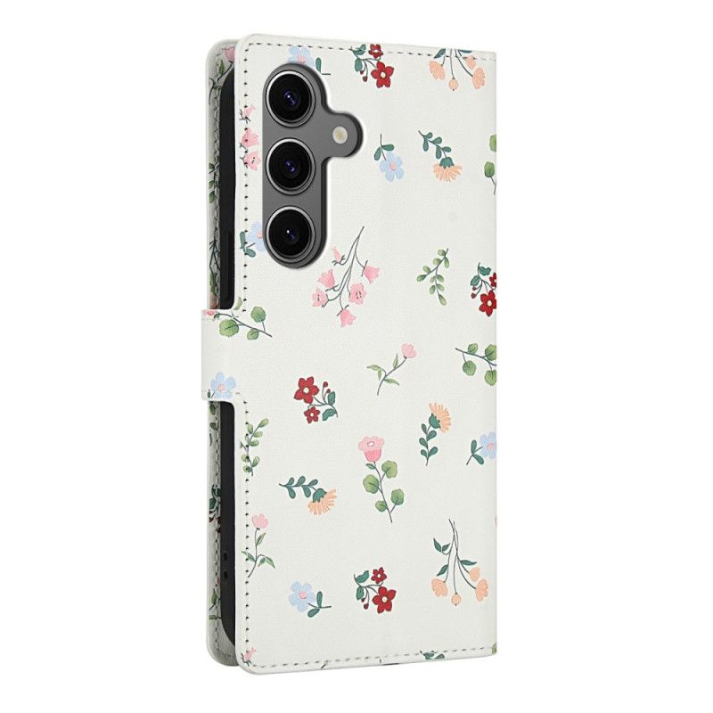 Læder Cover Samsung Galaxy S26 Blomsterpung Med Snor