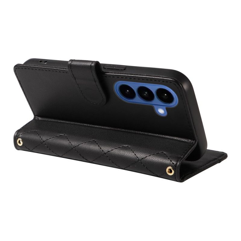 Læder Cover Samsung Galaxy S26 Quiltet Med Stropper