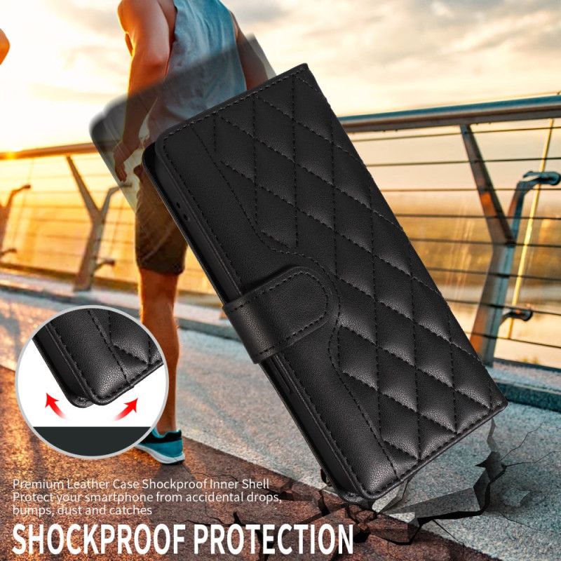 Læder Cover Samsung Galaxy S26 Quiltet Med Stropper