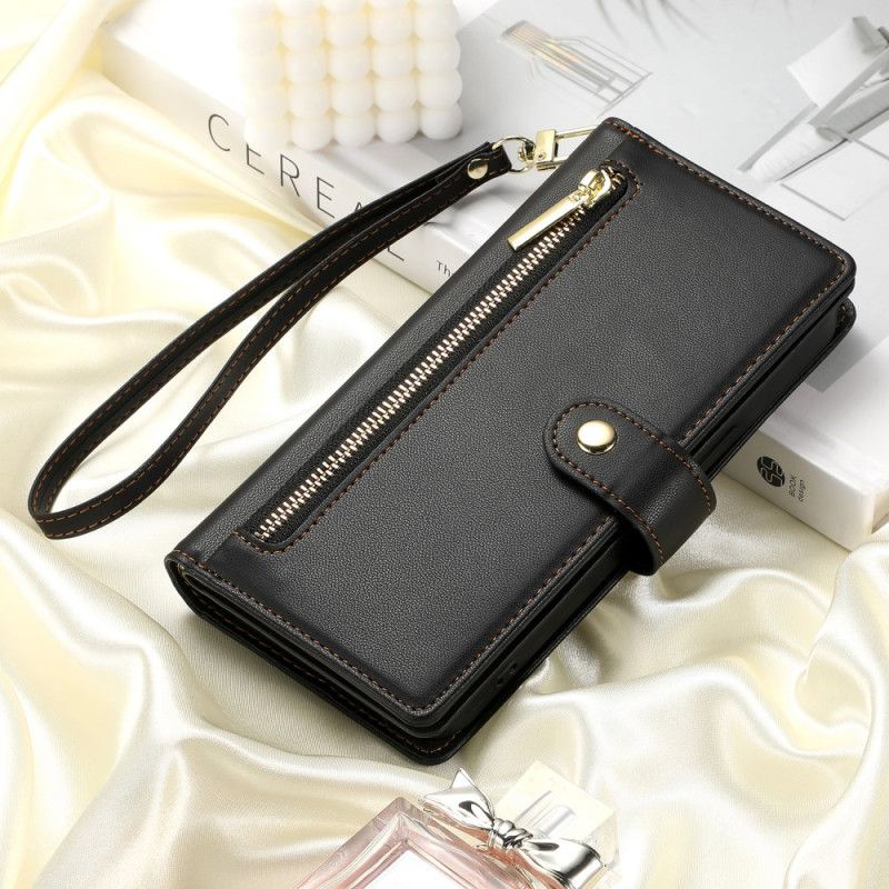 Læder Cover Samsung Galaxy S26 Telefon Etui Lynlåslomme Og Skulderstropper