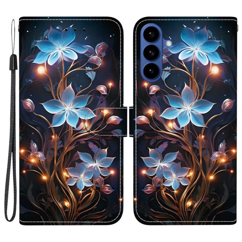 Læder Cover Samsung Galaxy S26 Telefon Etui Små Blomstrende Lanterner