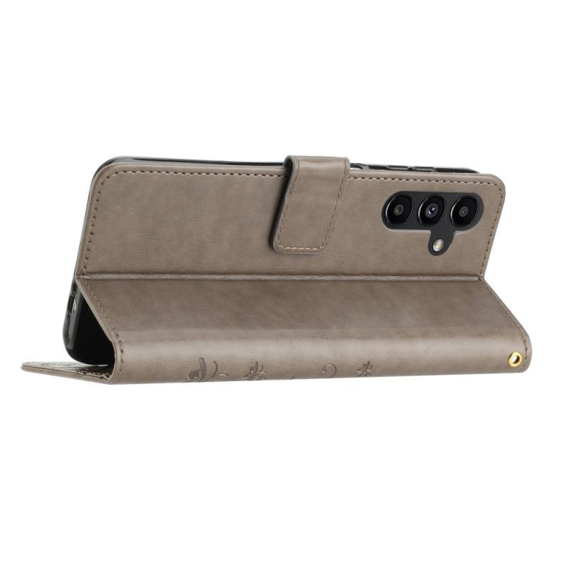 Læder Cover Samsung Galaxy S26 Telefon Etui Sommerfugl Og Blomster