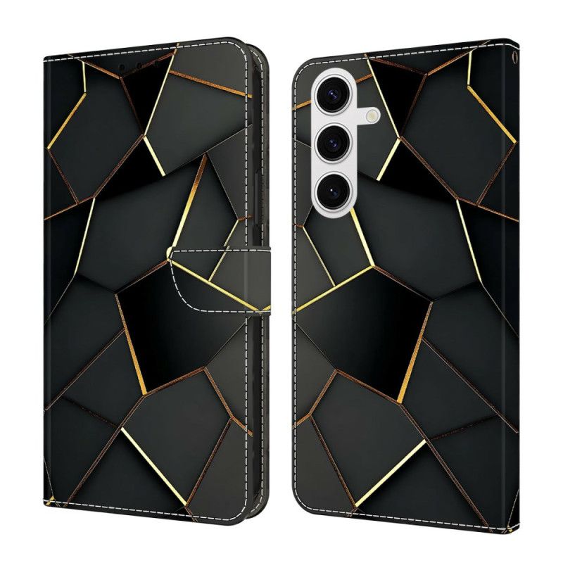 Læder Cover Samsung Galaxy S26 Telefon Etui Sorte Og Guldkantede Kanter