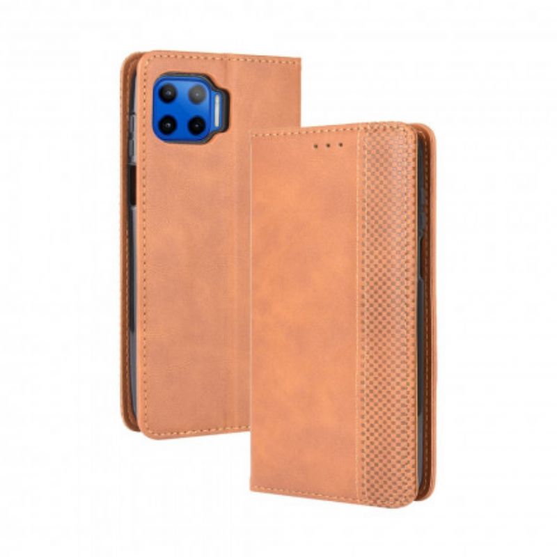 Læder Cover Moto G 5g Plus Telefon Etui Stiliseret Vintage Lædereffekt