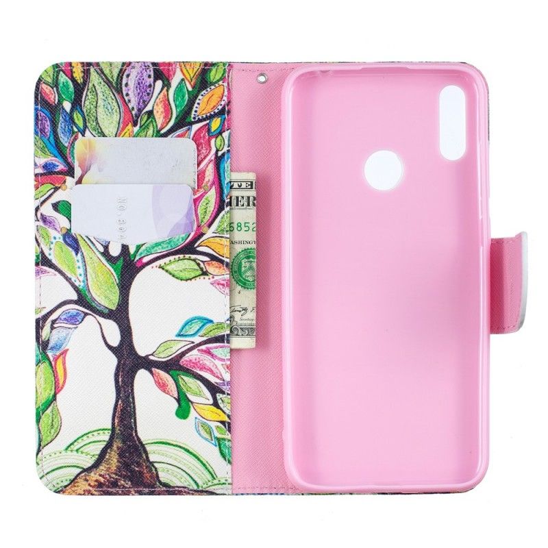 Flip Cover Huawei Y7 2019 Mobilcover Farvet Træ
