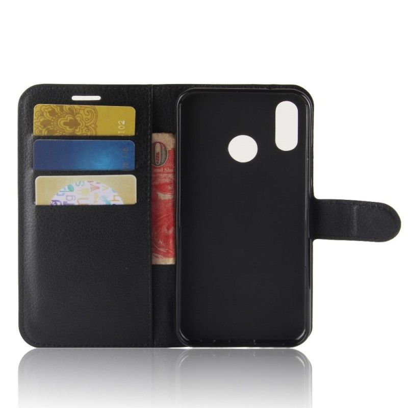 Flip Cover Læder Huawei Y7 2019 Sort Klassisk