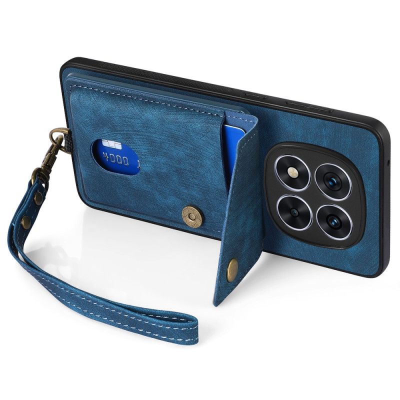 Cover Xiaomi Redmi Note 14 Pro 5g Kortholder Og Snor I Lædereffekt