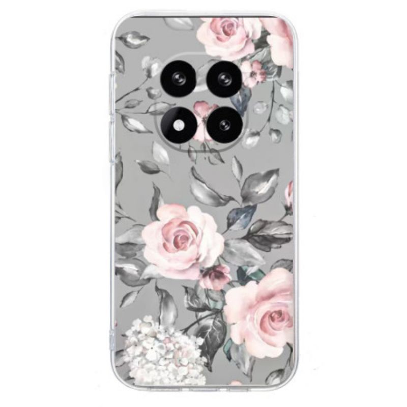 Cover Xiaomi Redmi Note 14 Pro 5g Telefon Etui Blomstermønster På Grå Baggrund