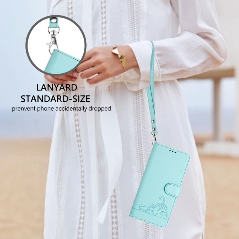 Flip Cover Til Xiaomi Redmi Note 14 Pro 5g Rfid-beskyttelse Kattemotiv