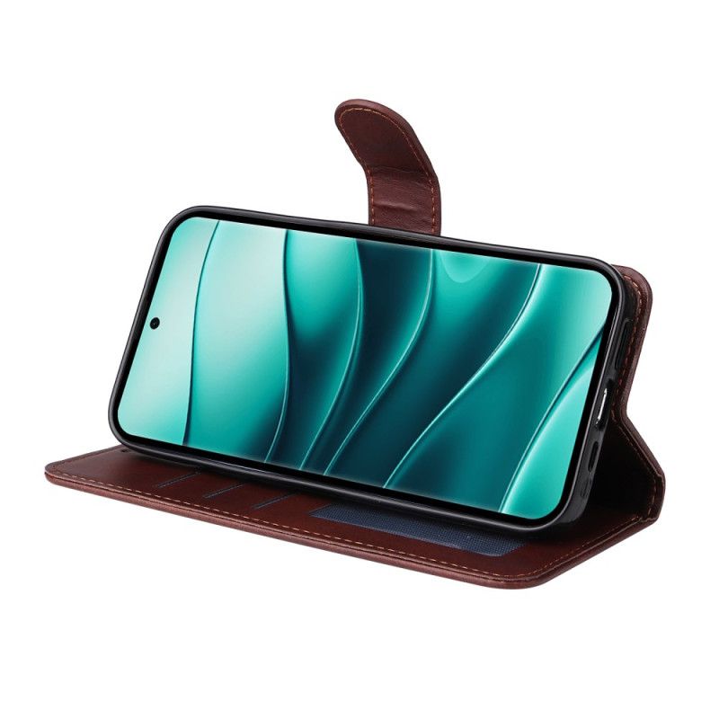 Flip Cover Xiaomi Redmi Note 14 Pro 5g Ensfarvet Lædereffekt Med Rem