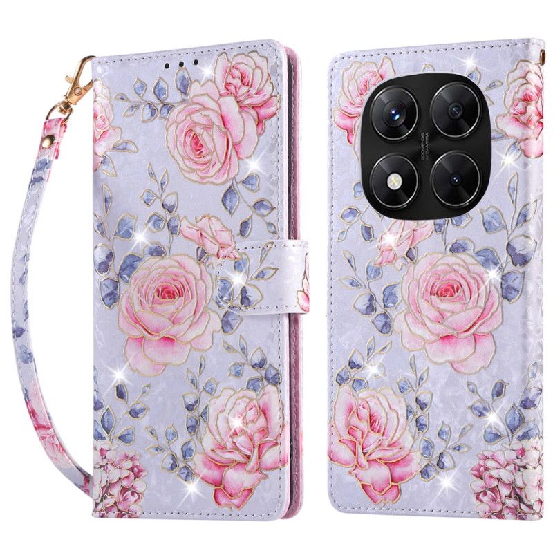 Flip Cover Xiaomi Redmi Note 14 Pro 5g Rfid-blokerende Blomsterdesign