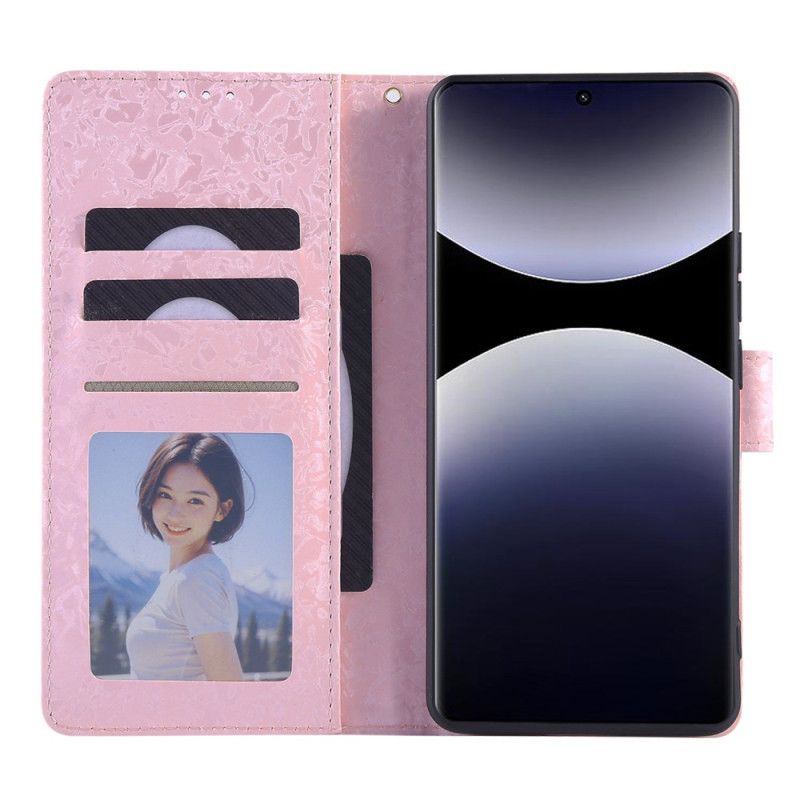 Flip Cover Xiaomi Redmi Note 14 Pro 5g Rfid-blokerende Blomsterdesign