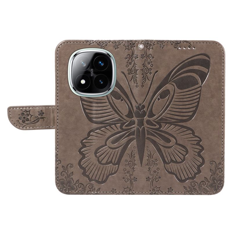 Læder Cover Xiaomi Redmi Note 14 Pro 5g Grafisk Sommerfugl