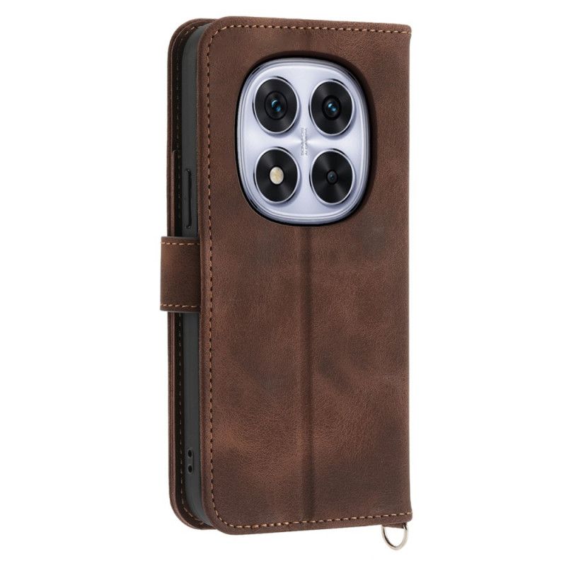 Læder Cover Xiaomi Redmi Note 14 Pro 5g Telefon Etui Blondemønster Med Rem Og Skulderrem