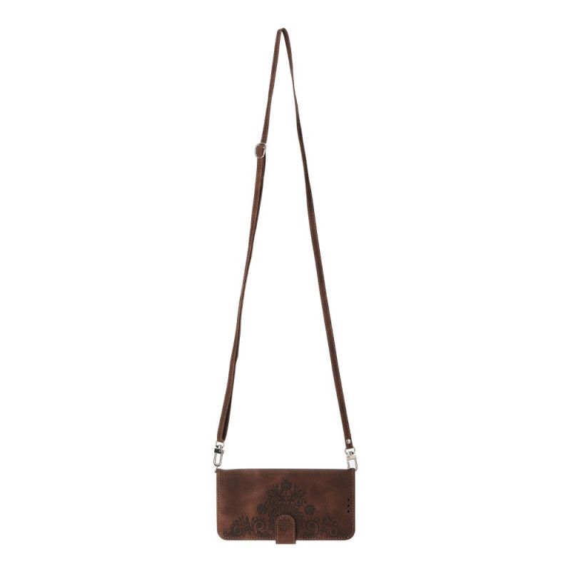 Læder Cover Xiaomi Redmi Note 14 Pro 5g Telefon Etui Blondemønster Med Rem Og Skulderrem