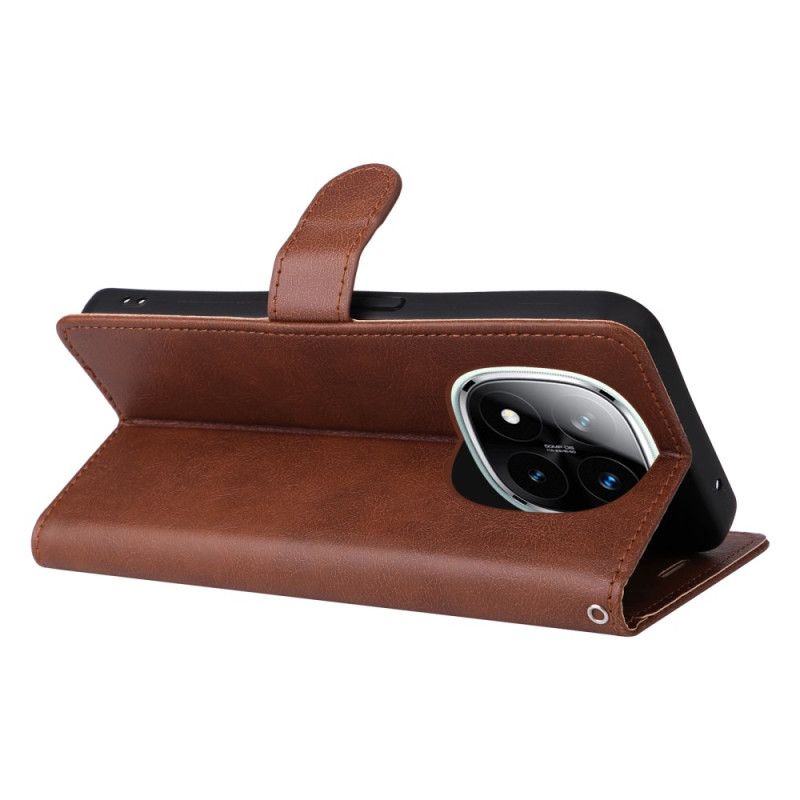 Læder Cover Xiaomi Redmi Note 14 Pro 5g Telefon Etui Ensfarvet Kunstlæder