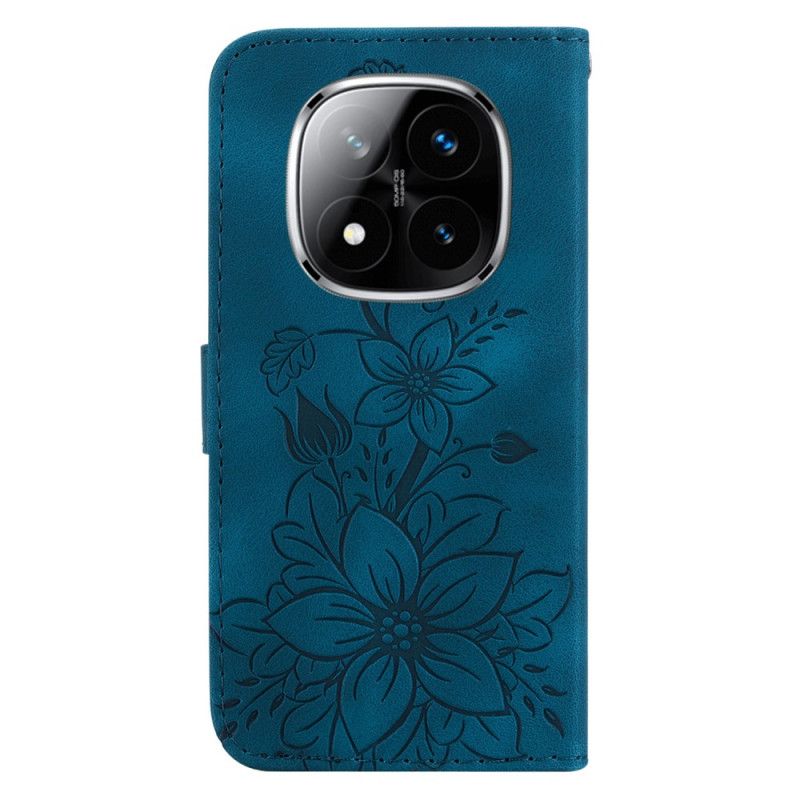 Læder Cover Xiaomi Redmi Note 14 Pro 5g Telefon Etui Liljemønster