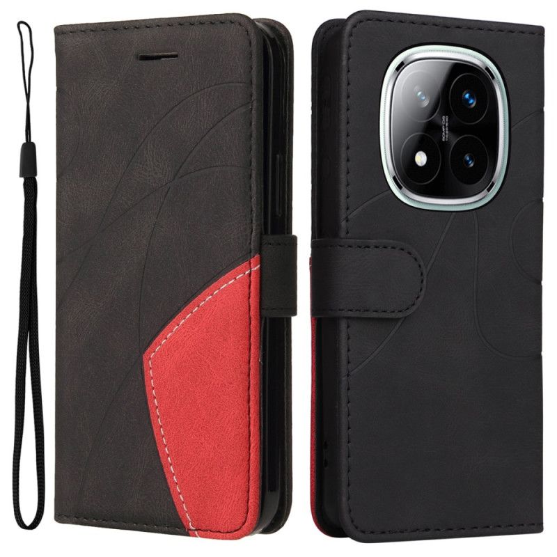 Læder Cover Xiaomi Redmi Note 14 Pro 5g Telefon Etui Tofarvede Bølgede Linjer