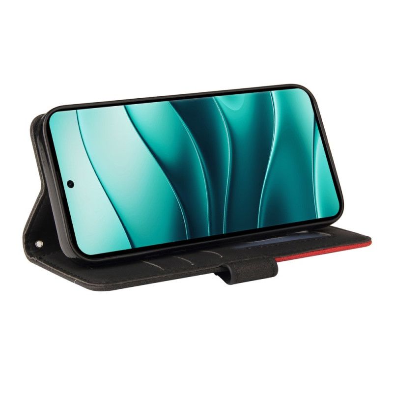 Læder Cover Xiaomi Redmi Note 14 Pro 5g Telefon Etui Tofarvede Bølgede Linjer