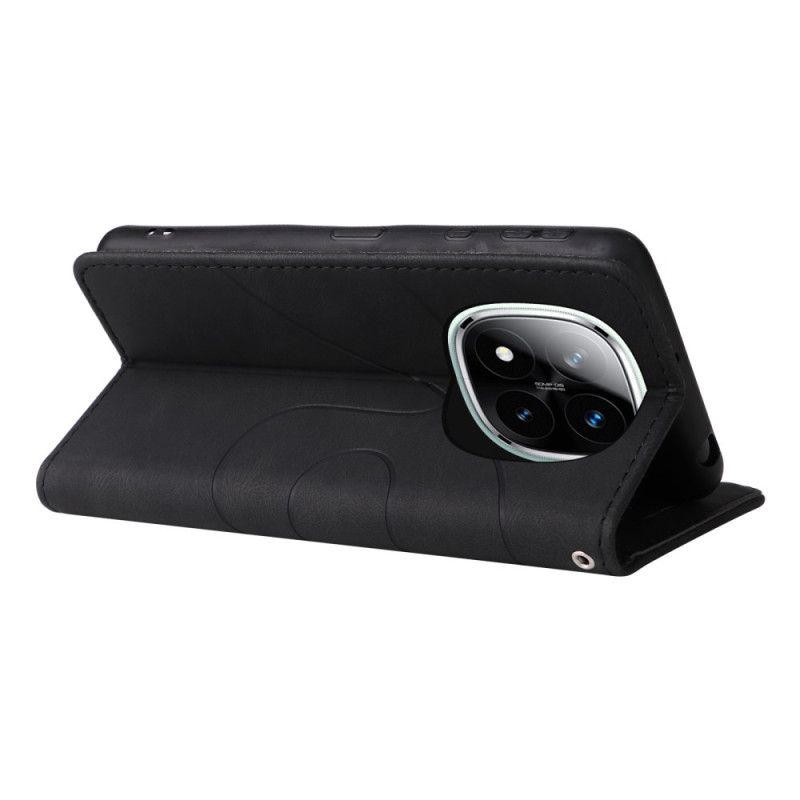 Læder Cover Xiaomi Redmi Note 14 Pro 5g Telefon Etui Tofarvede Bølgede Linjer