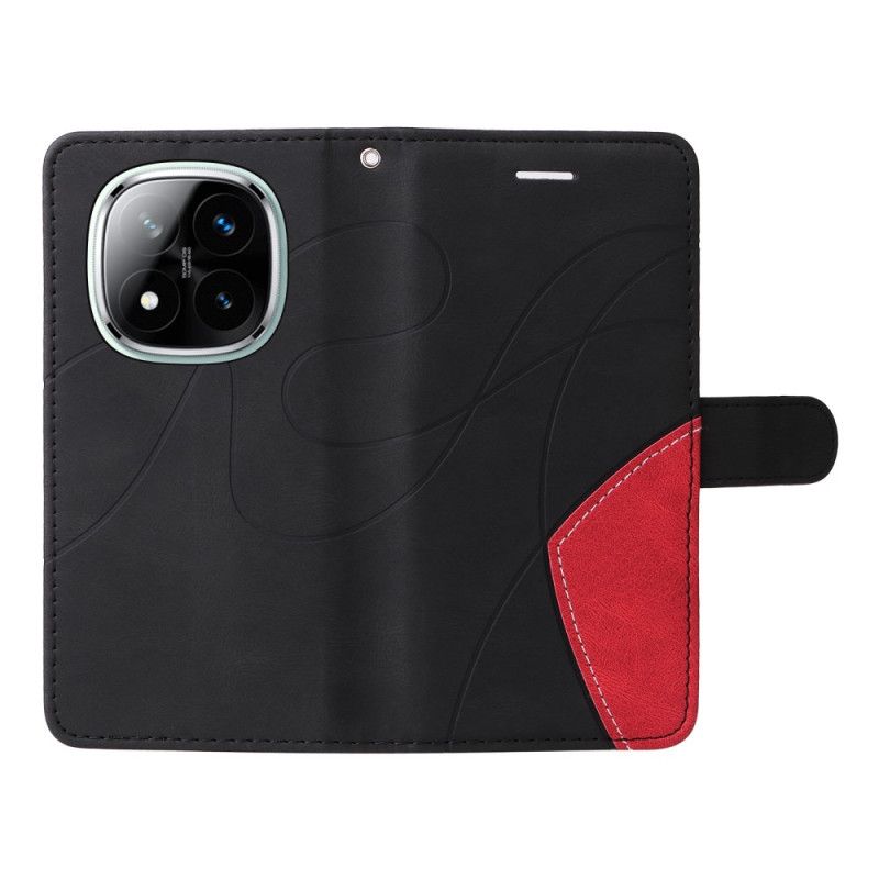 Læder Cover Xiaomi Redmi Note 14 Pro 5g Telefon Etui Tofarvede Bølgede Linjer