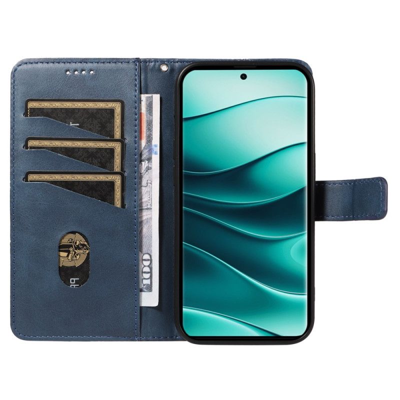Læder Cover Xiaomi Redmi Note 14 Pro 5g Telefon Etui Tofarvede Remlinjer