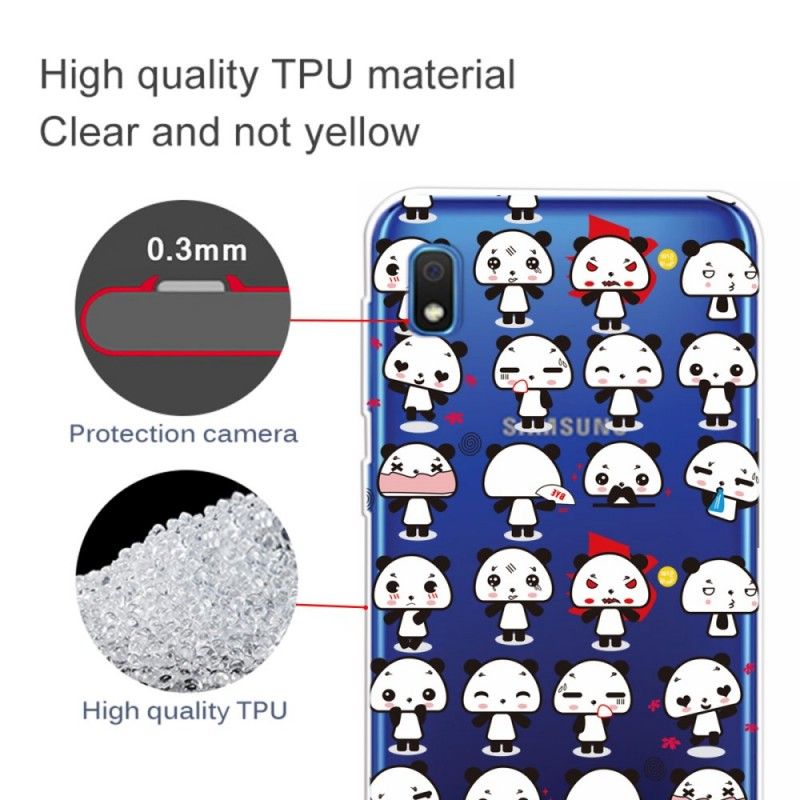 Cover Samsung Galaxy A10 Mobilcover Gennemsigtige Sjove Pandaer