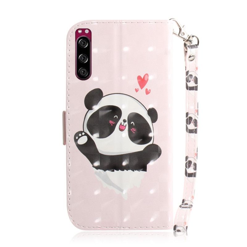Flip Cover Læder Sony Xperia 5 Pandakærlighed Med Rem