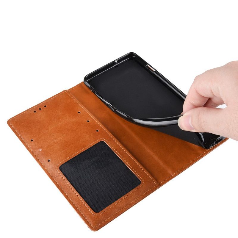 Læder Cover Sony Xperia 5 Sort Stiliseret Vintage Lædereffekt