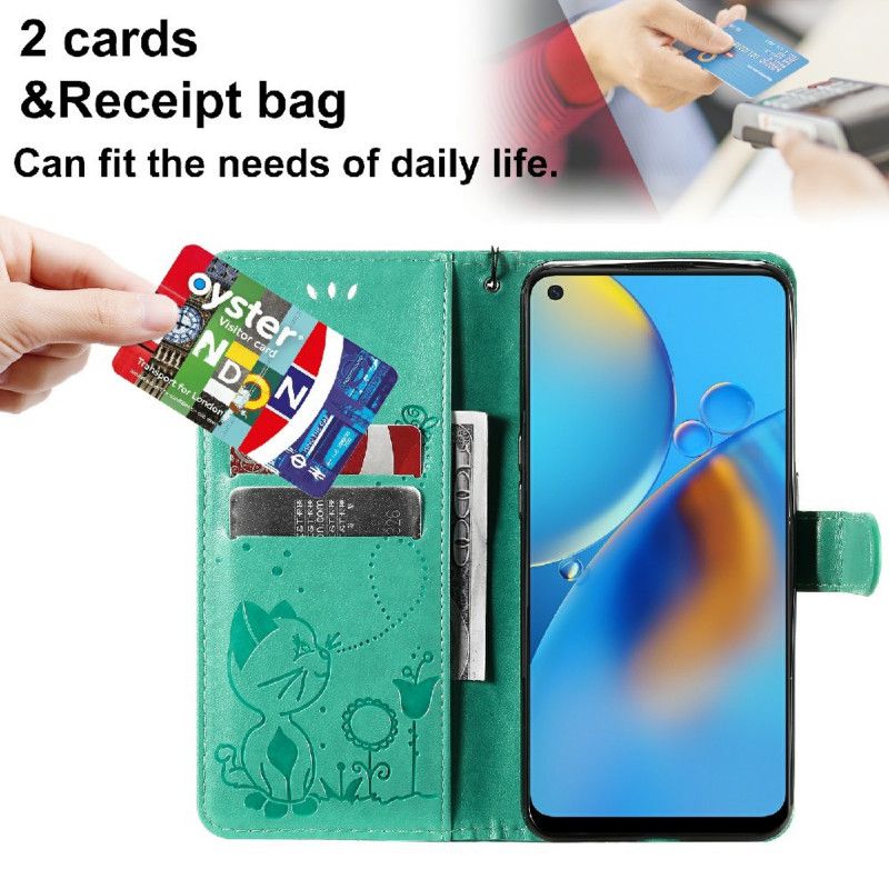Flip Cover Oppo A74 4g Cat And Bee Thong