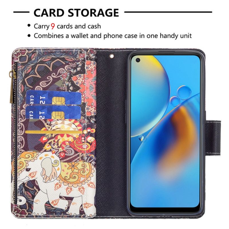 Flip Cover Oppo A74 4g Elefant-lynlåslomme