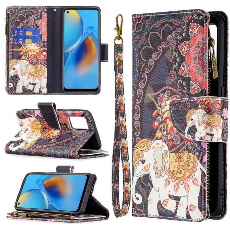 Flip Cover Oppo A74 4g Elefant-lynlåslomme