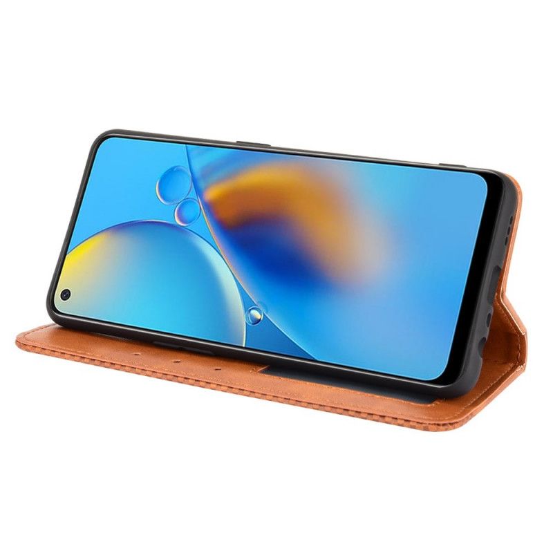 Flip Cover Oppo A74 4g Stiliseret Vintage Lædereffekt
