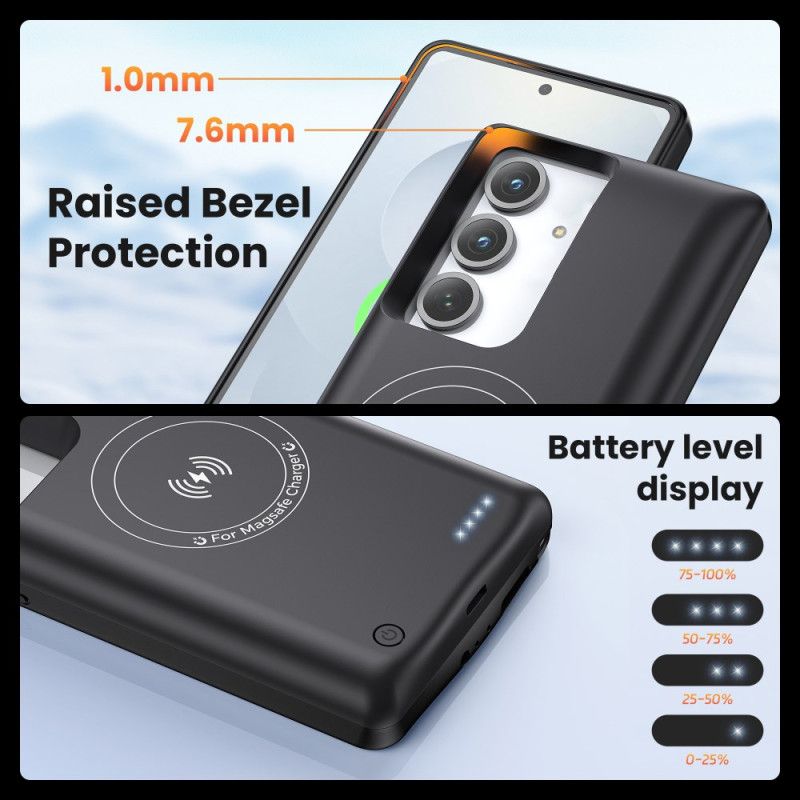 10000mah Eksternt Battericover Til Samsung Galaxy S25 / S24 Med Magnetisk Fastgørelse