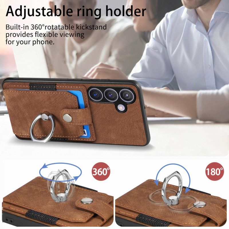 Cover Samsung Galaxy S25 5g Kortholder Og Ring I Læderlook
