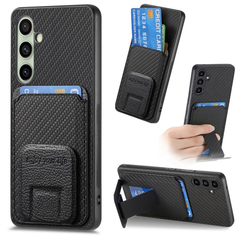 Cover Samsung Galaxy S25 5g Kortholder Og Stativ I Kulfiber