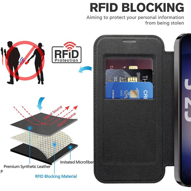 Flip Cover Samsung Galaxy S25 5g Lædereffekt Kompatibel Med Magsafe Og Rfid-blokering