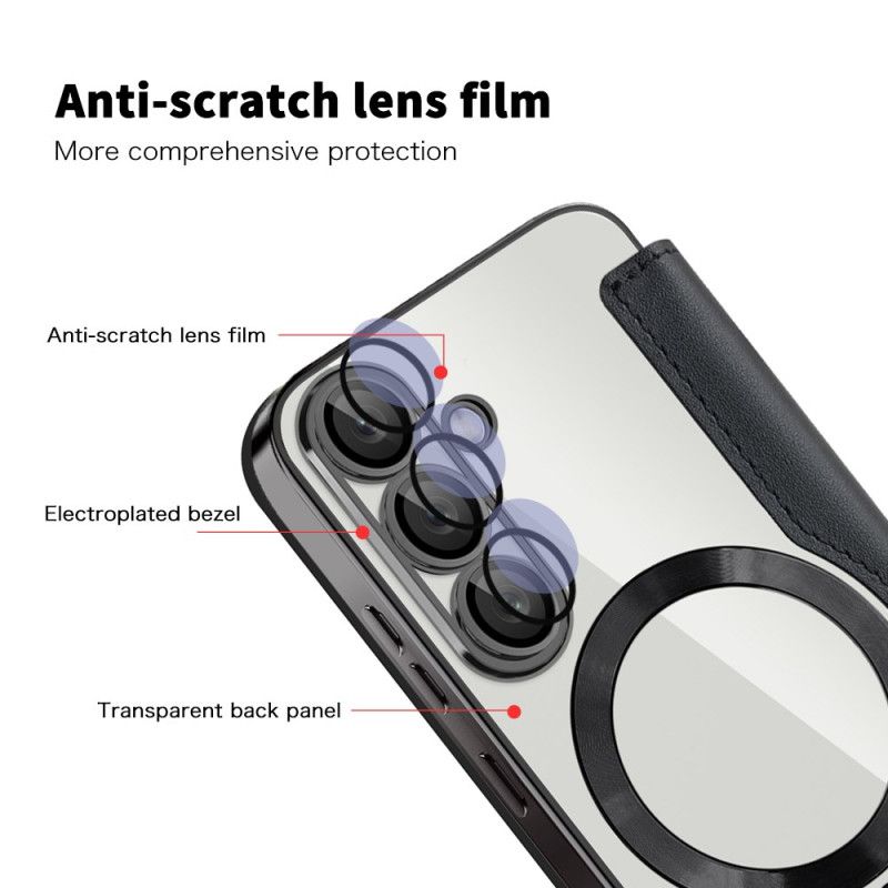 Flip Cover Samsung Galaxy S25 5g Lædereffekt Kompatibel Med Magsafe Og Rfid-blokering