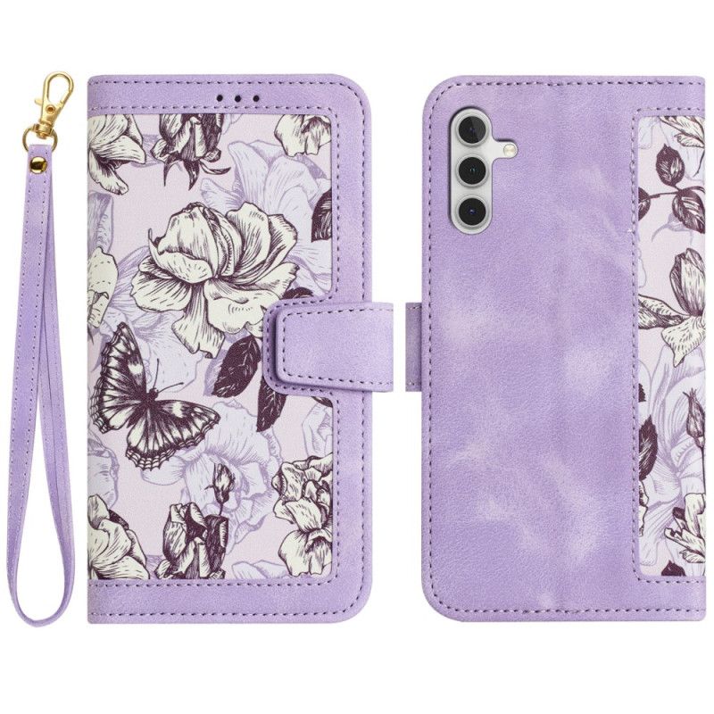 Flip Cover Samsung Galaxy S25 5g Pung Med Blomstereffekt