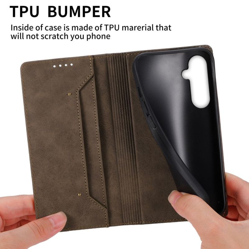 Flip Cover Samsung Galaxy S25 5g Rfid-blokerende Lædereffekt