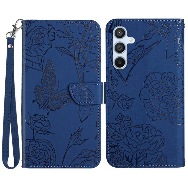 Flip Cover Til Samsung Galaxy S25 5g Sommerfugledesign Med Rem