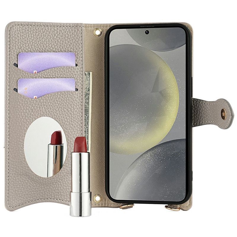 Flip Cover Til Samsung Galaxy S25 5g Spejl Og Kæde