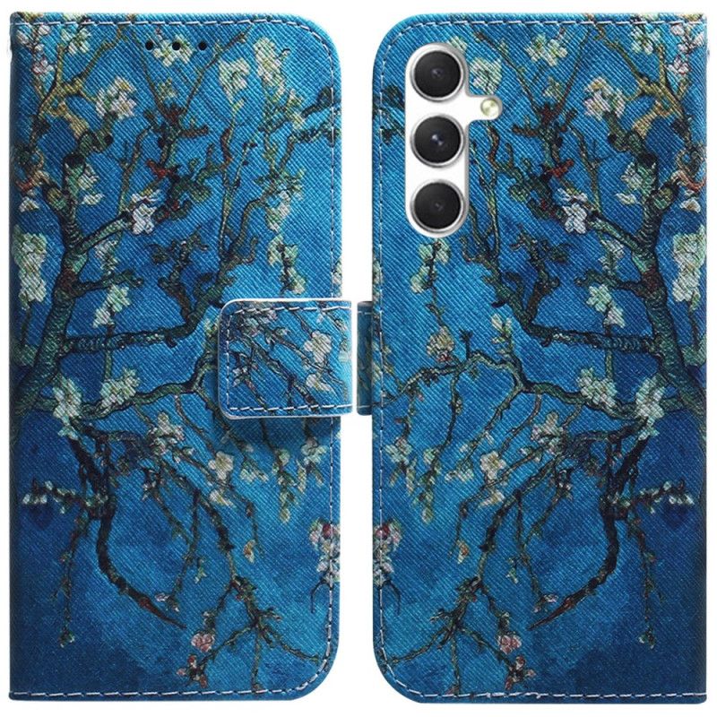 Læder Cover Samsung Galaxy S25 5g Telefon Etui Blomstrende Grene