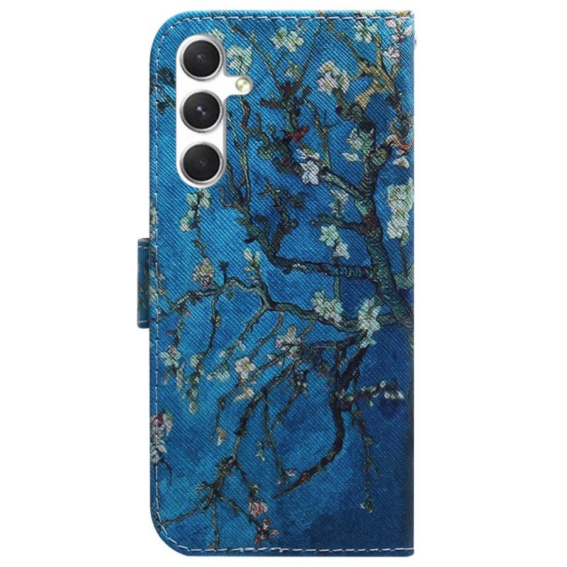 Læder Cover Samsung Galaxy S25 5g Telefon Etui Blomstrende Grene